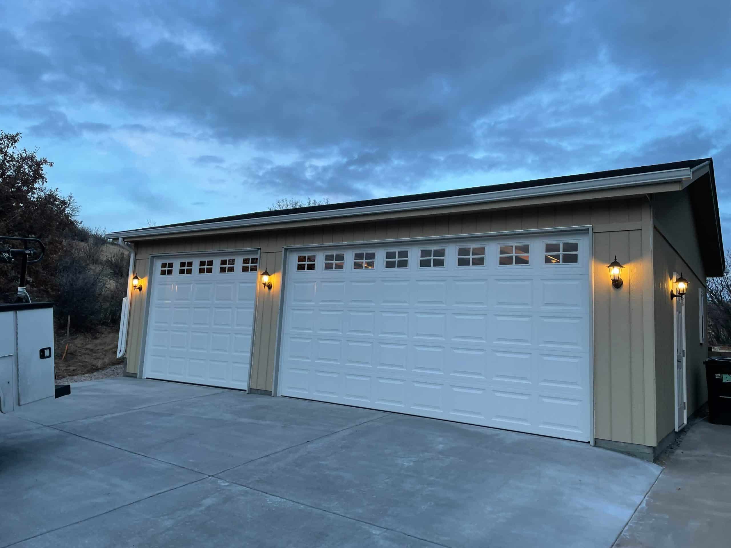 A newly installed garage door